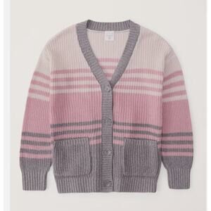 Abercrombie Kids Girls Pink Grey Cream Button Down Cardigan Size 11/12